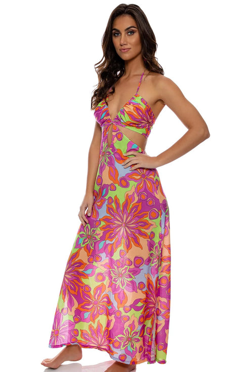 Luli Fama Vivi Il Momento DRAWSTRING CUT OUT LONG DRESS